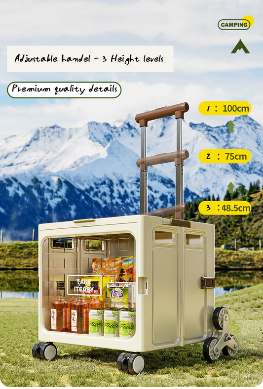 Camping Trolley Portable Storage Box Home Delivery Large Capacity Folding Food Buying Car Climbing Camping Car