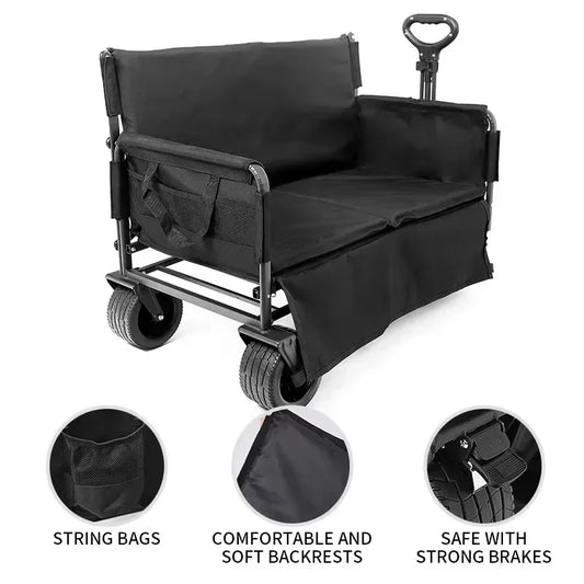 NEW Hot SalesFolding Wagon Folding Sofa With Brakes Multiple Use Oxford Cloth Heavy Duty Camping Cart Multiple Pockets