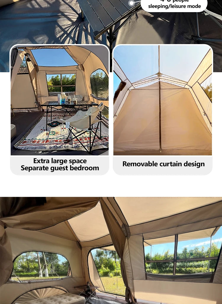 Sonuto-Fully Automatic Outdoor Camping Tent Quick Opening Two Halls Ridge Tent Integrated Canopy Overnight Camping 3-8P