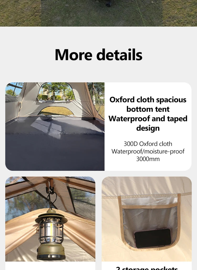 Sonuto-Fully Automatic Outdoor Camping Tent Quick Opening Two Halls Ridge Tent Integrated Canopy Overnight Camping 3-8P