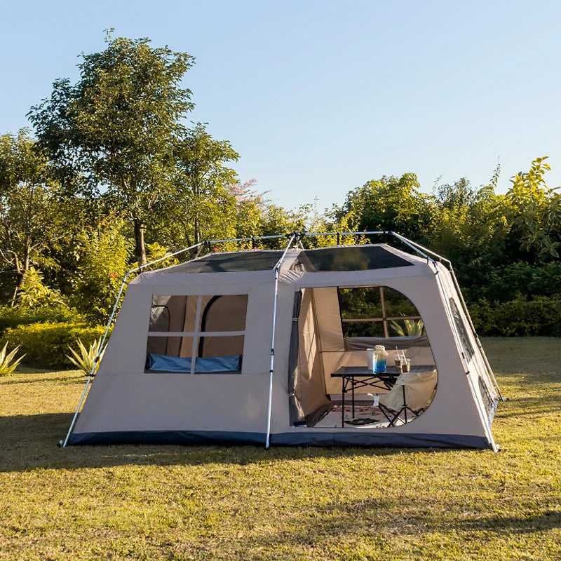 Sonuto-Fully Automatic Outdoor Camping Tent Quick Opening Two Halls Ridge Tent Integrated Canopy Overnight Camping 3-8P