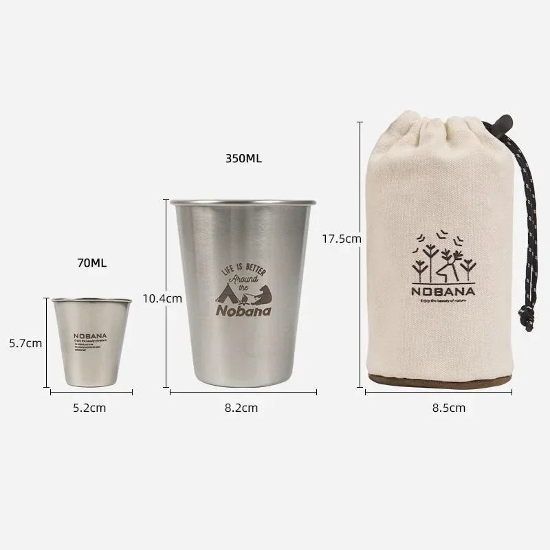 Outdoor 304 Stainless Steel Cup Set Camping Cup 4/6/8PCS Camping Portable Water Cup Travel Coffee Cup Picnic Barbecue Beer Cup