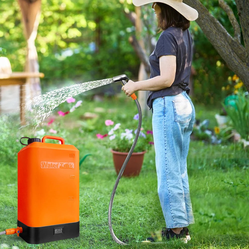 Portable Outdoor Camping Shower with 16L Silica Gel Water Bag Rechargeable Electric Pump For Hiking Climbing Swimming Bathing