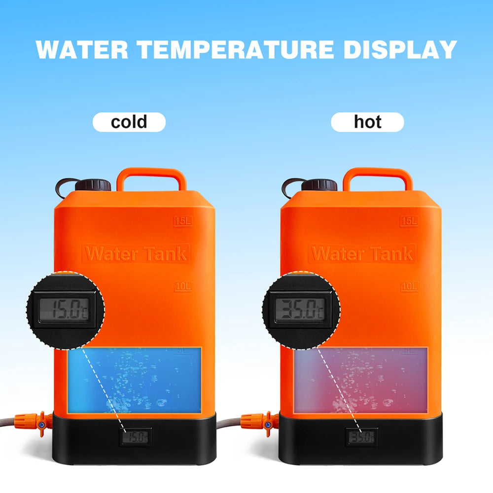 Portable Outdoor Camping Shower with 16L Silica Gel Water Bag Rechargeable Electric Pump For Hiking Climbing Swimming Bathing
