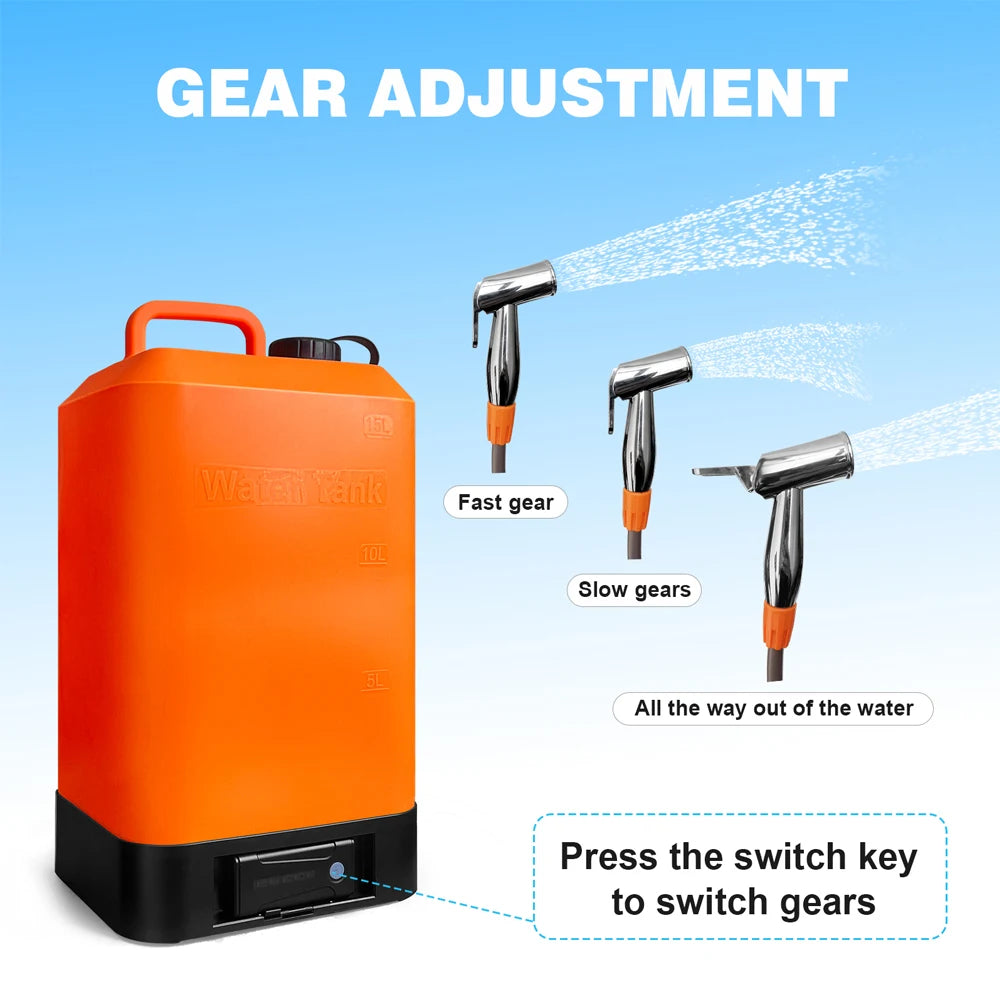 Portable Outdoor Camping Shower with 16L Silica Gel Water Bag Rechargeable Electric Pump For Hiking Climbing Swimming Bathing