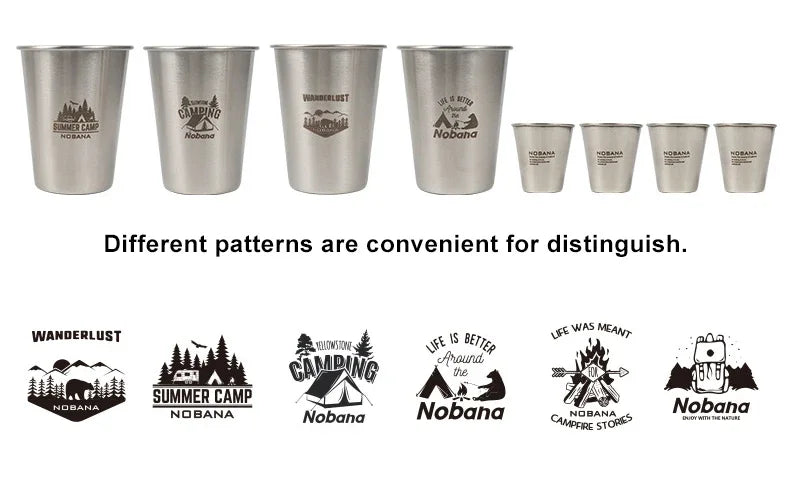 Outdoor 304 Stainless Steel Cup Set Camping Cup 4/6/8PCS Camping Portable Water Cup Travel Coffee Cup Picnic Barbecue Beer Cup