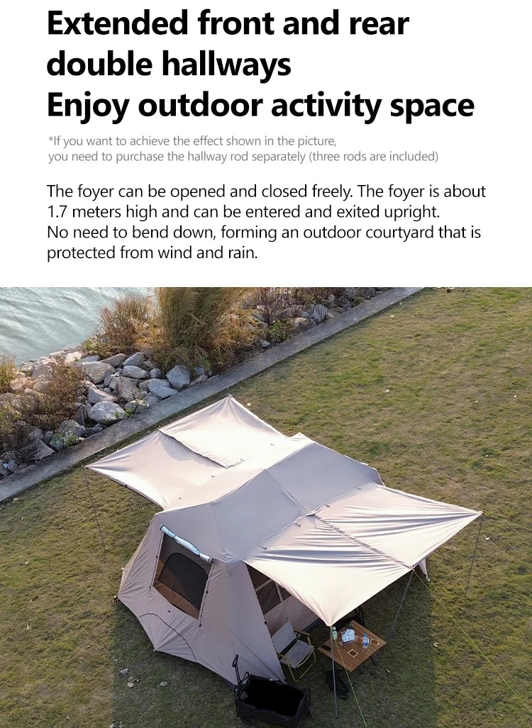 Sonuto-Fully Automatic Outdoor Camping Tent Quick Opening Two Halls Ridge Tent Integrated Canopy Overnight Camping 3-8P