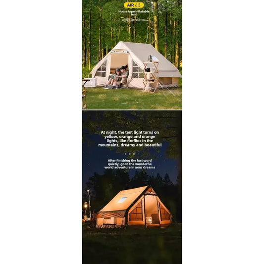4-6 People, Outdoor Inflatable Camping Deluxe Tent 6.3 Flat Inflatable House Oxford Cloth Tent, Double Door Air Pum