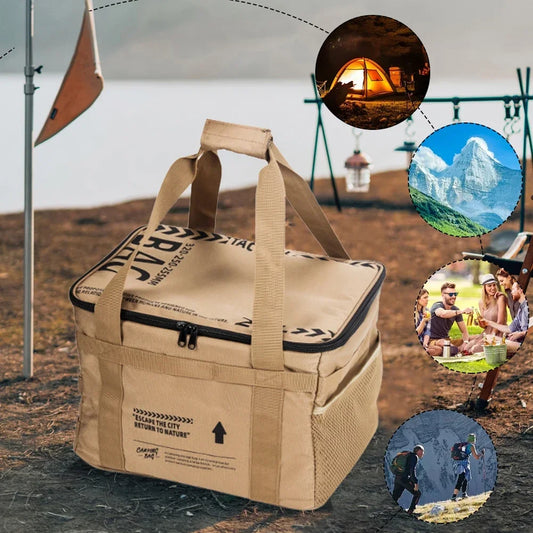 30-42L Camping Equipment Storage Bag Insulation Folding Storage Box Tableware Handbag Field Divider Tactical Camping Picnic Tool