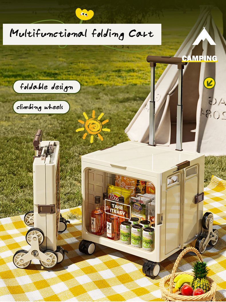 Camping Trolley Portable Storage Box Home Delivery Large Capacity Folding Food Buying Car Climbing Camping Car