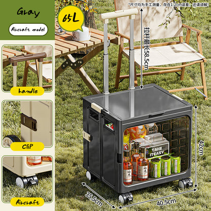 Camping Trolley Portable Storage Box Home Delivery Large Capacity Folding Food Buying Car Climbing Camping Car