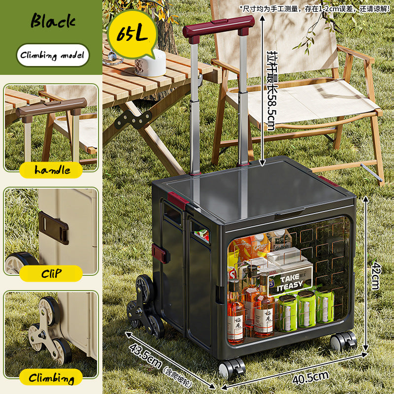 Camping Trolley Portable Storage Box Home Delivery Large Capacity Folding Food Buying Car Climbing Camping Car