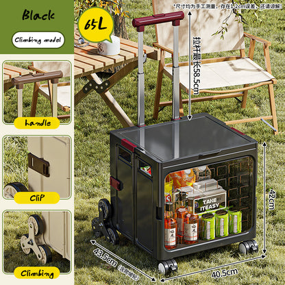 Camping Trolley Portable Storage Box Home Delivery Large Capacity Folding Food Buying Car Climbing Camping Car