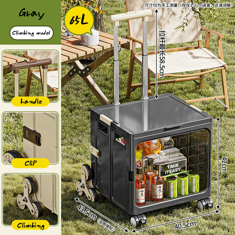 Camping Trolley Portable Storage Box Home Delivery Large Capacity Folding Food Buying Car Climbing Camping Car