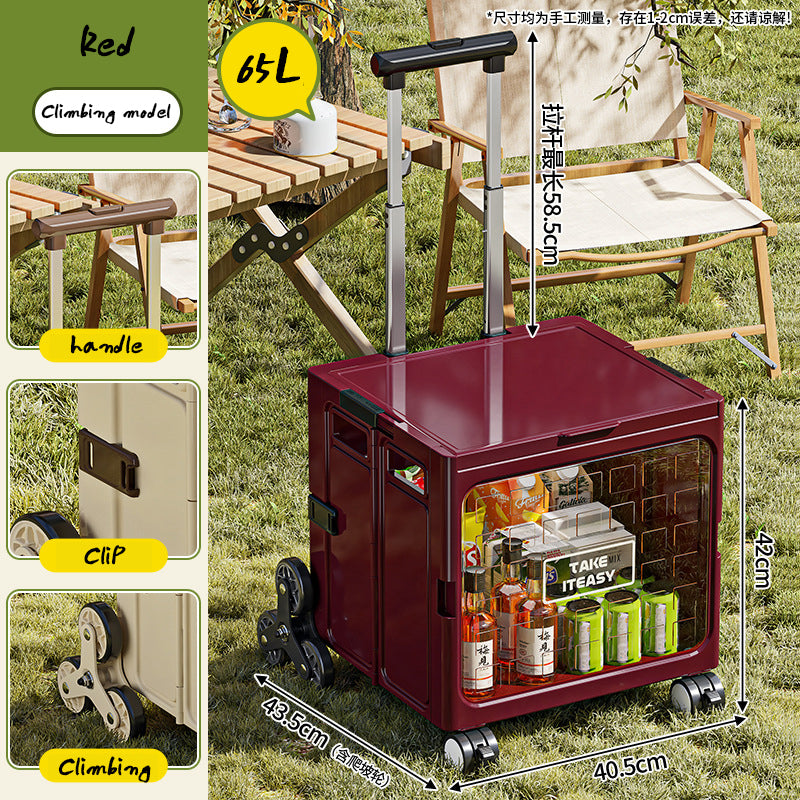 Camping Trolley Portable Storage Box Home Delivery Large Capacity Folding Food Buying Car Climbing Camping Car