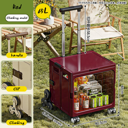 Camping Trolley Portable Storage Box Home Delivery Large Capacity Folding Food Buying Car Climbing Camping Car