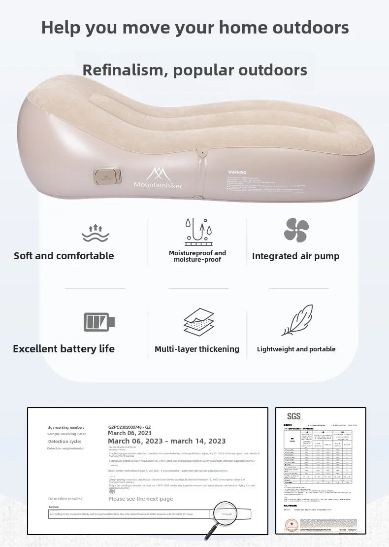 MOUNTAINHIKER Upgraded Inflatable Air Sofa Bed Outdoor Air Mattress Lazy Camping Automatic Inflatable Sleeping Mat 180x75x58CM