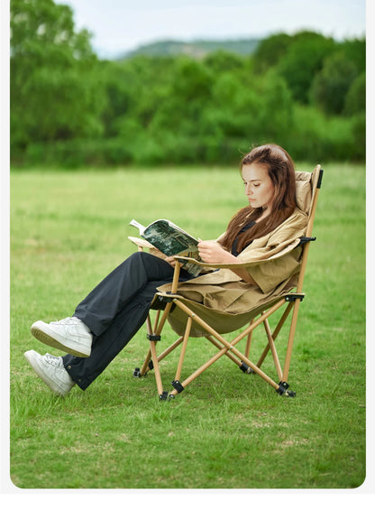 BRS 2-in-1 Reclining Camping Chair Lightweight Folding Camping Lounge Chair with Adjustable Backrest & Footrest for Beach