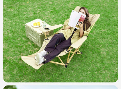 BRS 2-in-1 Reclining Camping Chair Lightweight Folding Camping Lounge Chair with Adjustable Backrest & Footrest for Beach
