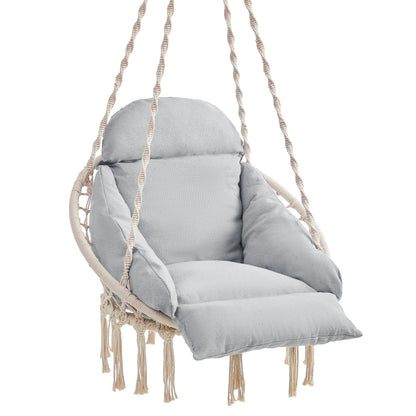 SONGMICS Hanging Chair, Hammock Chair with Large, Thick Cushion, Boho Swing Chair for Bedroom, Patio, Balcony, Garden