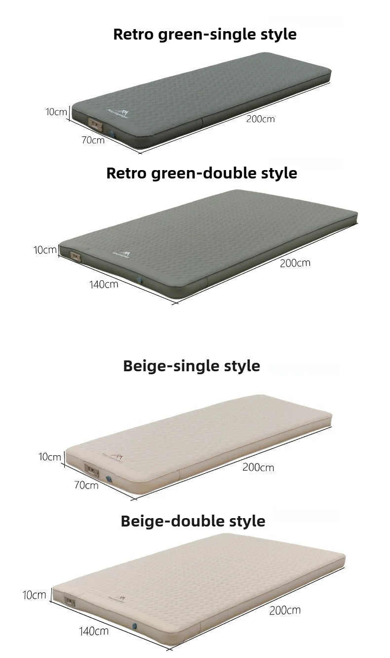 MOUNTAINHIKER 10cm Compact Folding Camping Sleeping Bed Pad Single Double Person Self-inflating Mattress Thick Air Mat Floor
