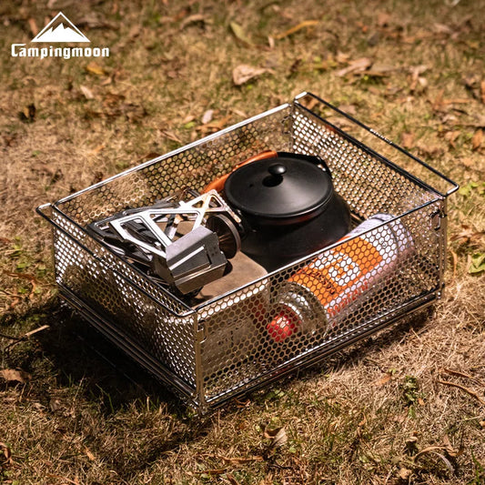 CAMPINGMOON CK-24SF Outdoor IGT Table Unit Combination Multi functional Water Filter Basket Stainless Steel Camping Storage Cage