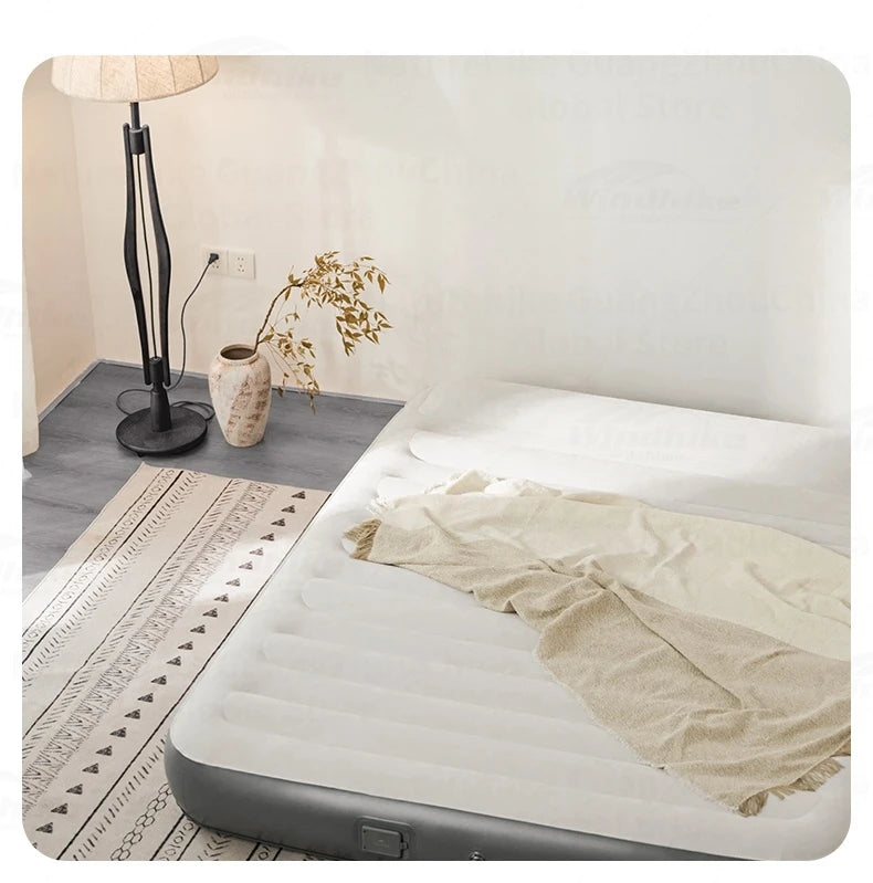 Naturehike Air Mattress Built-in Pump with Pillow Inflatable Thicken Bed Camping Outdoor Luxury 1-3 Person PVC Sleeping Pad 25CM