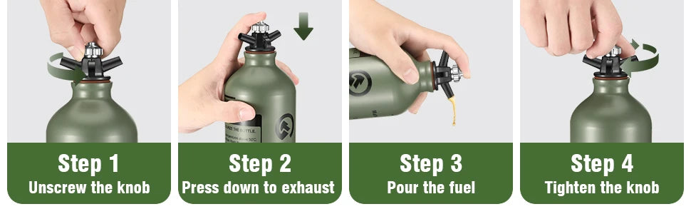CAMPEAK liquid Fuel Bottle 0.5L/1L Water Bucket for Outdoor Camping with Safety Valve