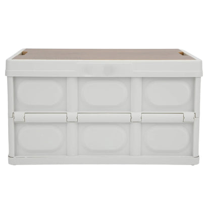 30L Outdoor Camping Picnic Folding Storage Box Multifunctional Thicken Removable Storage Box with Wooden Panel