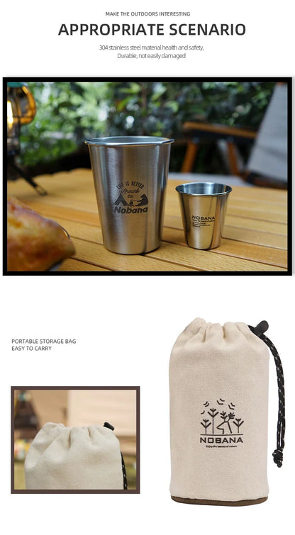 Outdoor 304 Stainless Steel Cup Set Camping Cup 4/6/8PCS Camping Portable Water Cup Travel Coffee Cup Picnic Barbecue Beer Cup
