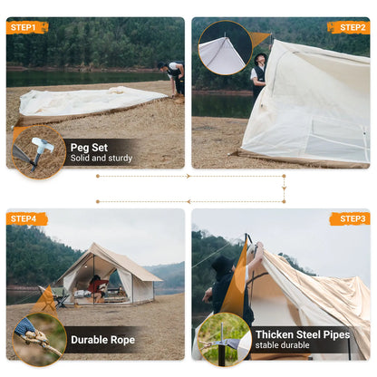 KingCamp Camping Tent, Canopy And Mesh Tent Function 2-in-1 Double Storey House Tent Glamping Tent With Huge Interior Space