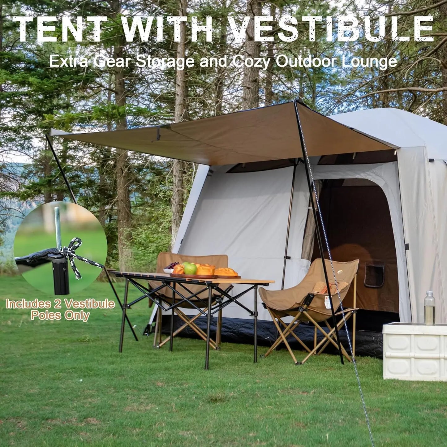 4-6 Person Camping Tent Large Family Cabin Tents with Porch & Rainfly Double Layer Waterproof  Portable Big Tents for Outdoor