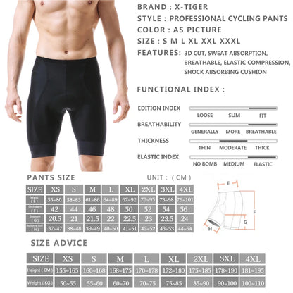 X-TIGER Men Cycling Shorts with Back Pocket Gel Padded Breathable MTB Bike Shorts Mountain Road Biking Riding Half Pants Tights