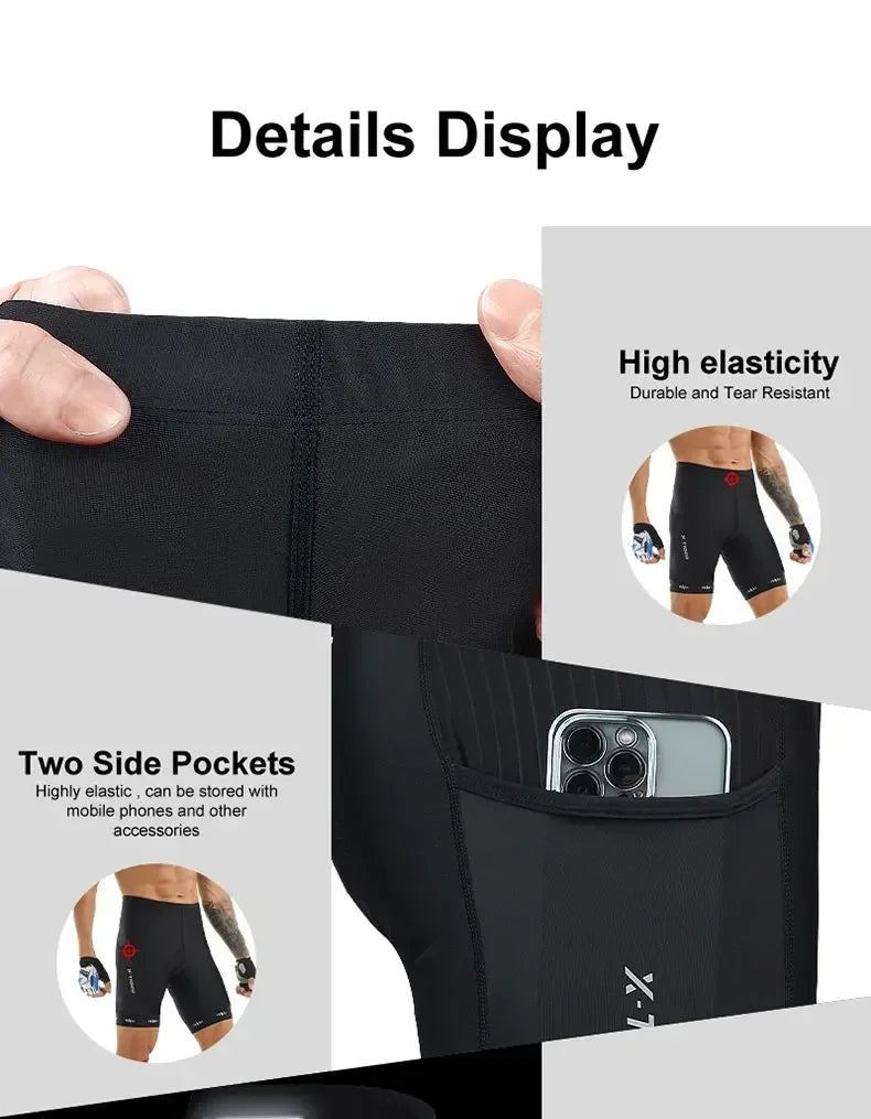 X-TIGER Men Cycling Shorts with Back Pocket Gel Padded Breathable MTB Bike Shorts Mountain Road Biking Riding Half Pants Tights