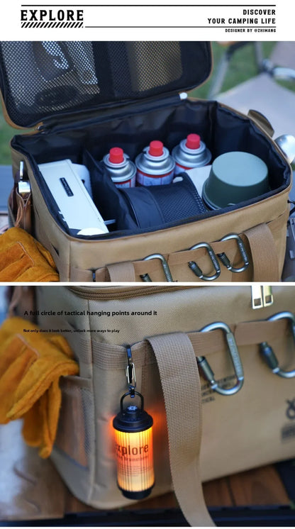 30-42L Camping Equipment Storage Bag Insulation Folding Storage Box Tableware Handbag Field Divider Tactical Camping Picnic Tool