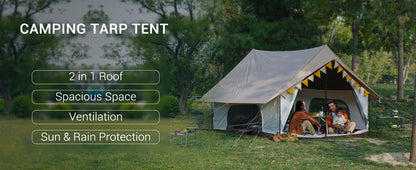 KingCamp Camping Tent, Canopy And Mesh Tent Function 2-in-1 Double Storey House Tent Glamping Tent With Huge Interior Space