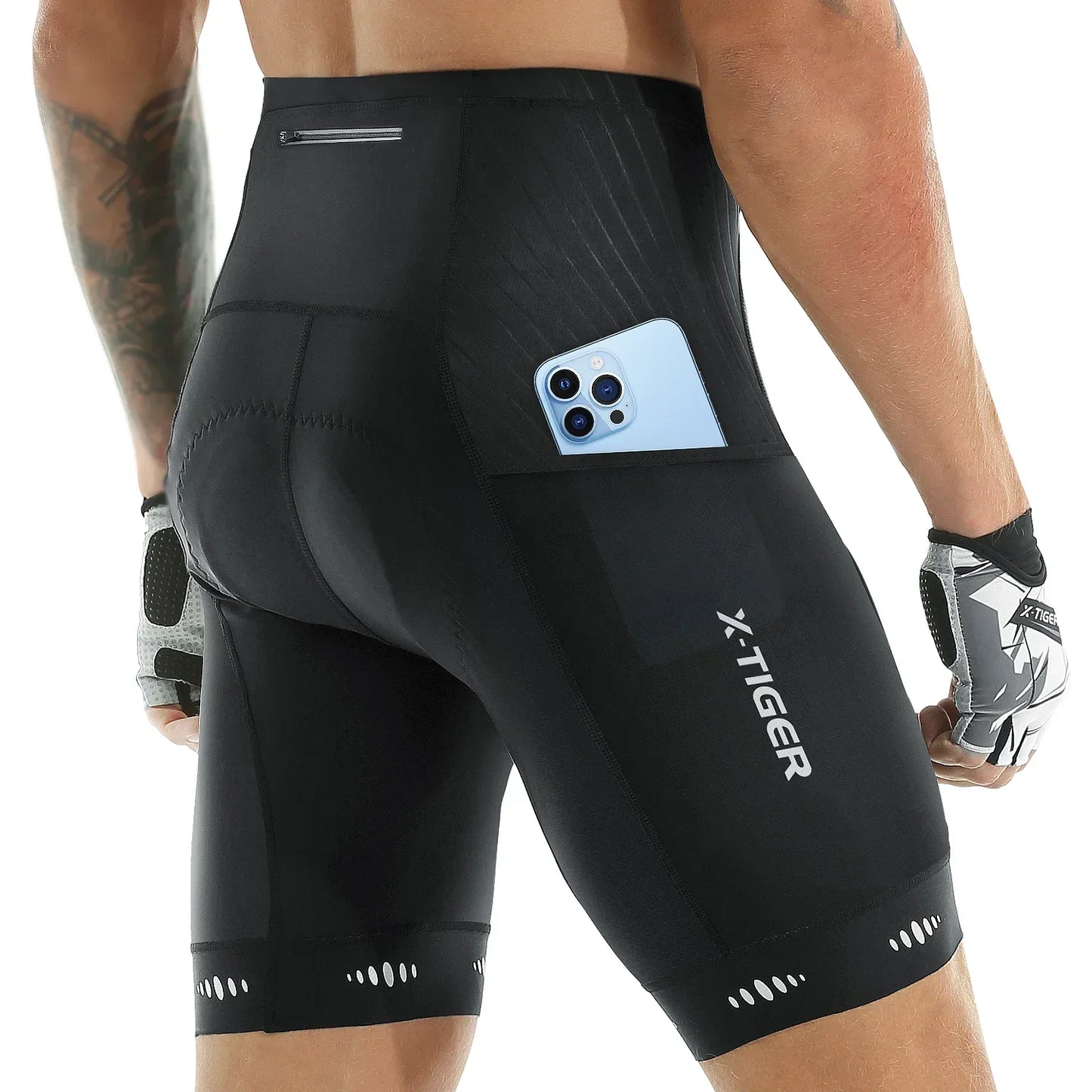 X-TIGER Men Cycling Shorts with Back Pocket Gel Padded Breathable MTB Bike Shorts Mountain Road Biking Riding Half Pants Tights