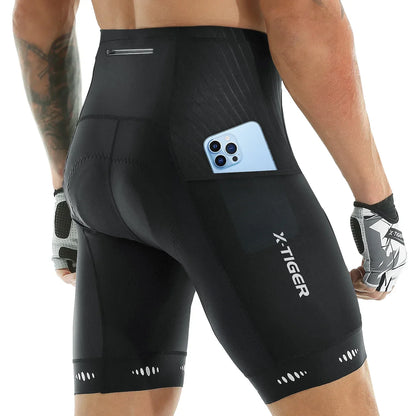 X-TIGER Men Cycling Shorts with Back Pocket Gel Padded Breathable MTB Bike Shorts Mountain Road Biking Riding Half Pants Tights