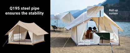KingCamp Camping Tent, Canopy And Mesh Tent Function 2-in-1 Double Storey House Tent Glamping Tent With Huge Interior Space