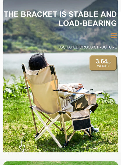 BRS 2-in-1 Reclining Camping Chair Lightweight Folding Camping Lounge Chair with Adjustable Backrest & Footrest for Beach