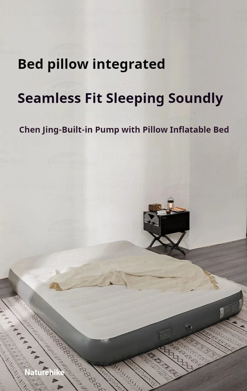 Naturehike Air Mattress Built-in Pump with Pillow Inflatable Thicken Bed Camping Outdoor Luxury 1-3 Person PVC Sleeping Pad 25CM