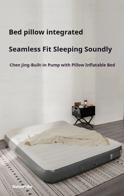 Naturehike Air Mattress Built-in Pump with Pillow Inflatable Thicken Bed Camping Outdoor Luxury 1-3 Person PVC Sleeping Pad 25CM