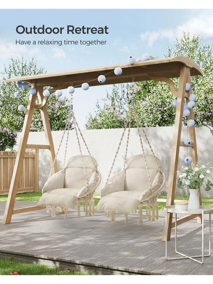 SONGMICS Hanging Chair, Hammock Chair with Large, Thick Cushion, Boho Swing Chair for Bedroom, Patio, Balcony, Garden