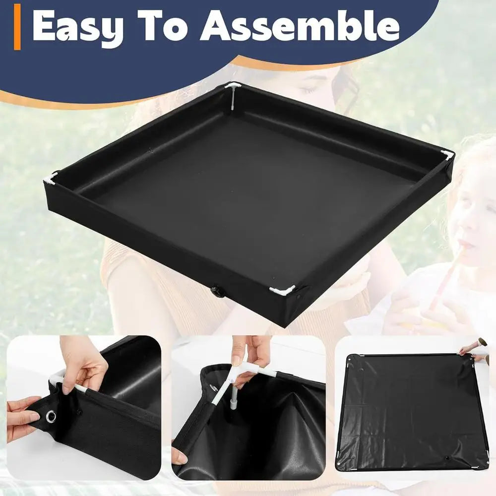 Camping Shower Pan Foldable Shower Basin Floor Base Standing Bath Floor Drainage Bowl For Outdoor Tent RV Road Trip Sun Shade