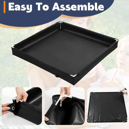 Camping Shower Pan Foldable Shower Basin Floor Base Standing Bath Floor Drainage Bowl For Outdoor Tent RV Road Trip Sun Shade