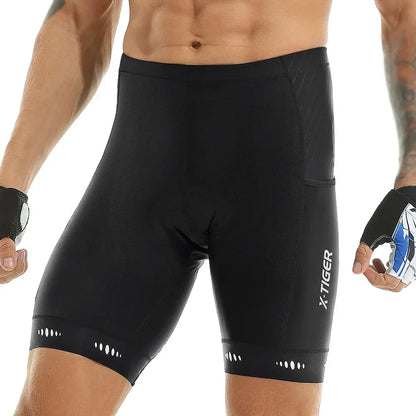 X-TIGER Men Cycling Shorts with Back Pocket Gel Padded Breathable MTB Bike Shorts Mountain Road Biking Riding Half Pants Tights