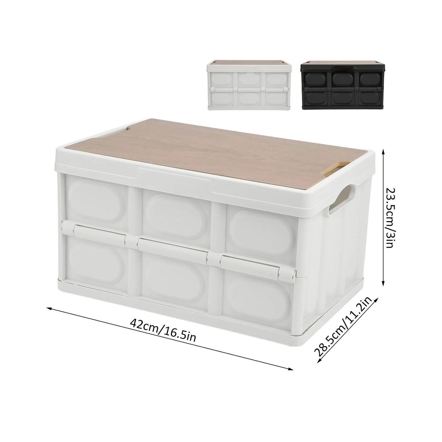 30L Outdoor Camping Picnic Folding Storage Box Multifunctional Thicken Removable Storage Box with Wooden Panel