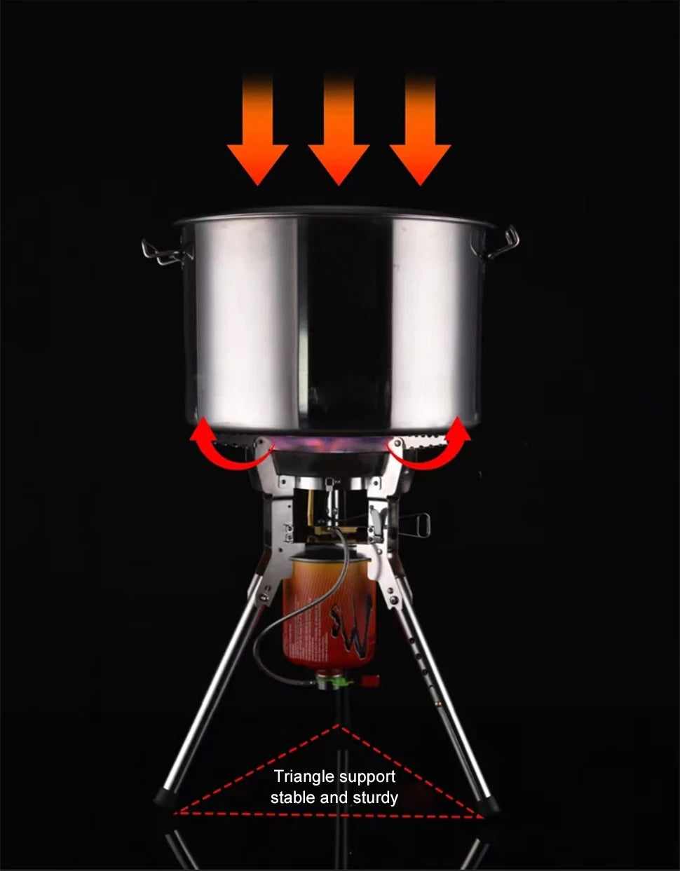 BRS-69 High Power 4360W Outdoor Gas Stove Adjustable Height Foldable Gas Burner Camping Picnic Windproof Stove Cooking Accessory