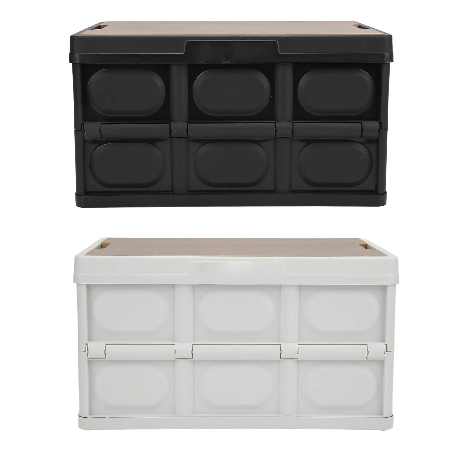 30L Outdoor Camping Picnic Folding Storage Box Multifunctional Thicken Removable Storage Box with Wooden Panel