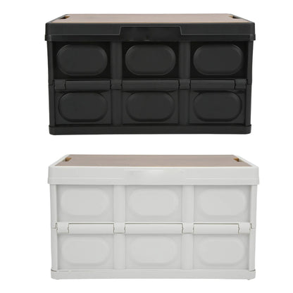 30L Outdoor Camping Picnic Folding Storage Box Multifunctional Thicken Removable Storage Box with Wooden Panel